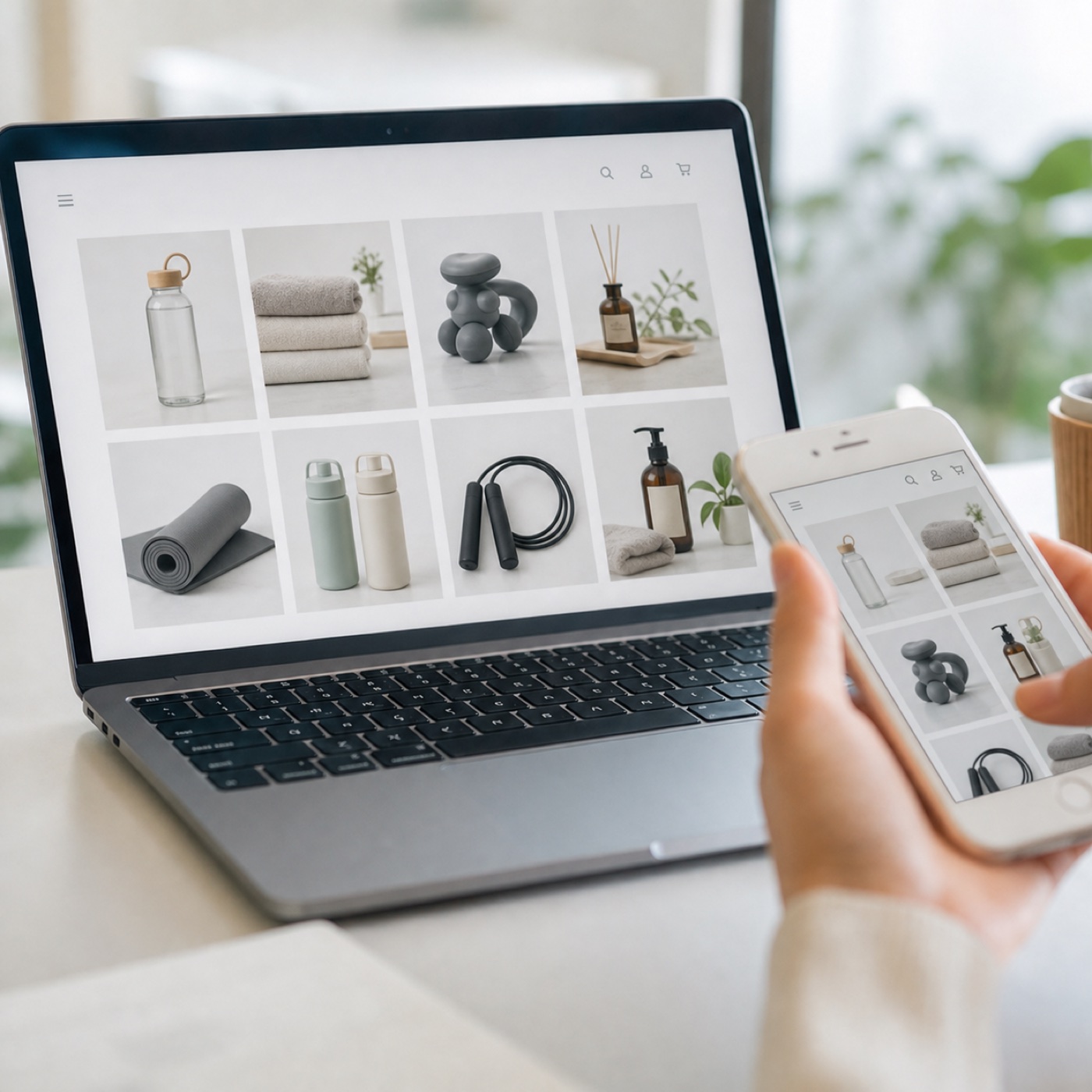 PCとスマートフォンに統一された商品を表示するECサイト